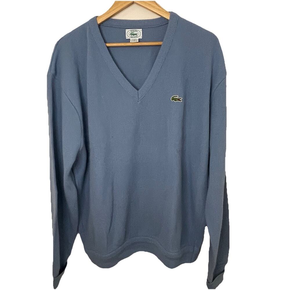 VTG Early 90s Light Blue Izod Lacoste Preppy V-Neck Preppy Ivy League Men’s XL